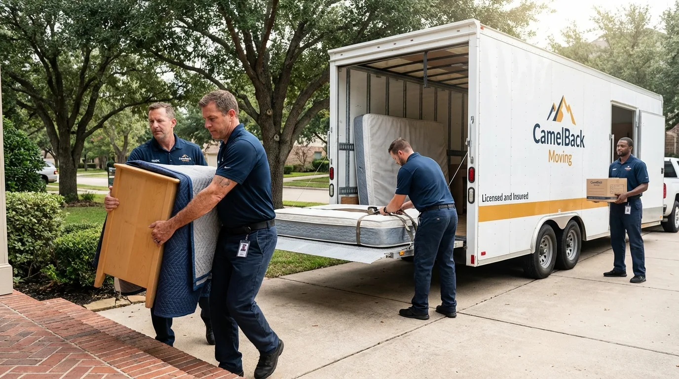 Crew loading residential truck for cross-state move from Gibson, GA