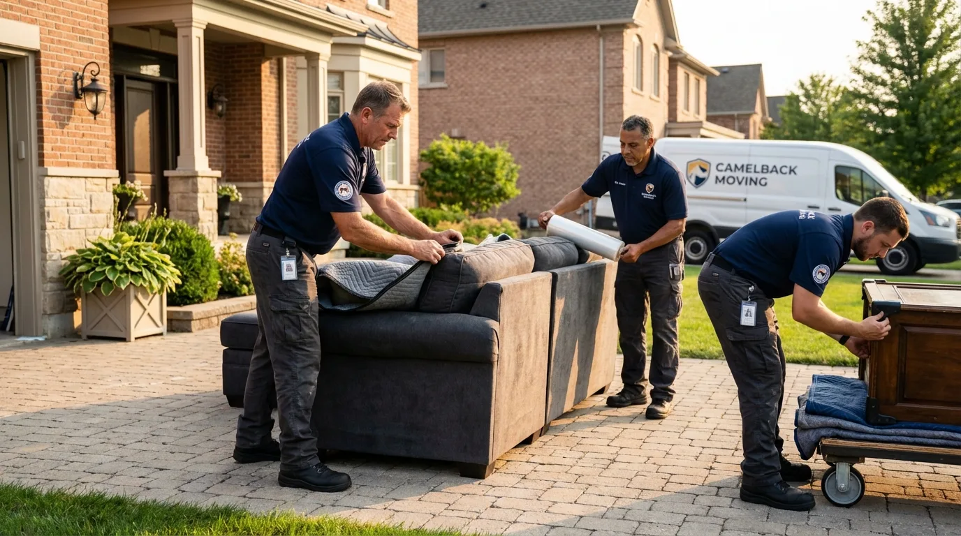 Large estate moving crew wrapping furniture in Gibson, GA